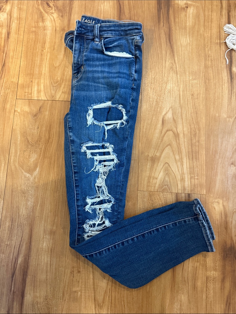 American Eagle Outfitters Distressed Skinny Jeans - Dark Blue